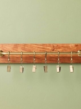 Brass and Wood Wall Rail with Clips - Hearth & Hand™ with Magnolia